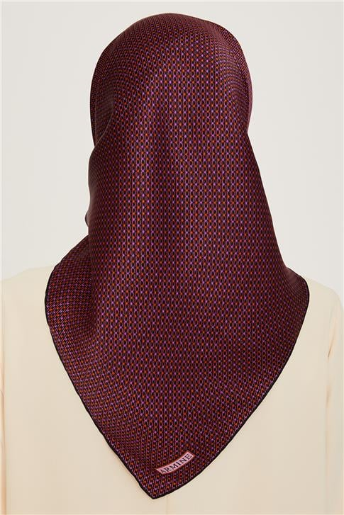 Armine Klasik Desenli Twill Saf İpek Eşarp 9210D 80 01
