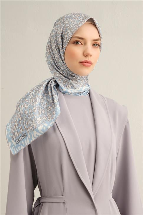 Armine Leopar Desenli Saf İpek Sura Eşarp 9352D 04