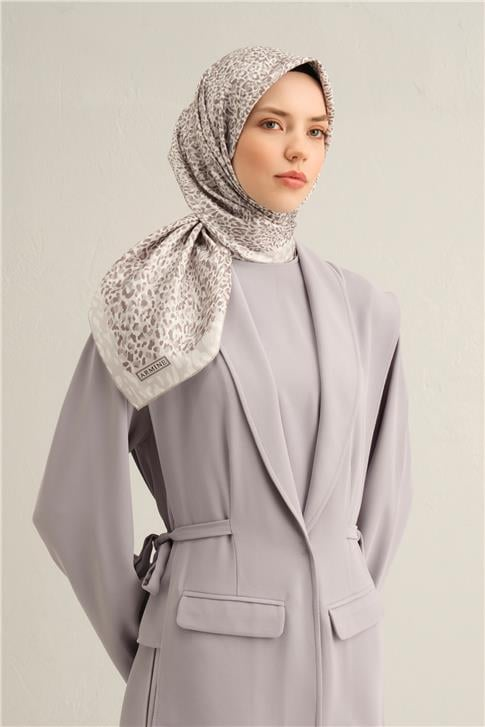 Armine Leopar Desenli Saf İpek Sura Eşarp 9352D 83