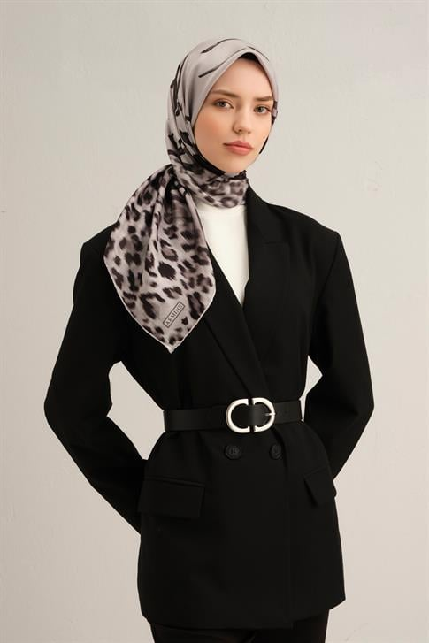 Armine Leopar Desenli Saf İpek Sura Eşarp 9355D 09