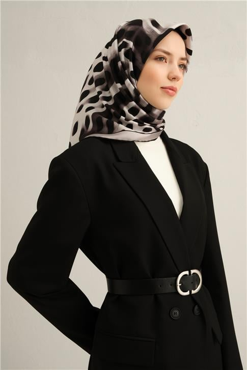 Armine Leopar Desenli Saf İpek Twill Eşarp 9320D 32