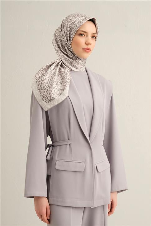 Armine Leopar Desenli Saf İpek Twill Eşarp 9352D 83