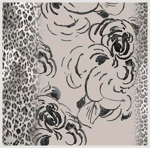 Armine Leopar Desenli Saf İpek Twill Eşarp 9355D 01