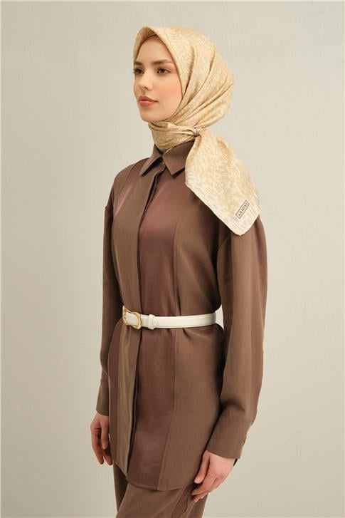 Armine Leopar Desenli Saf İpek Twill Eşarp 9352D 50