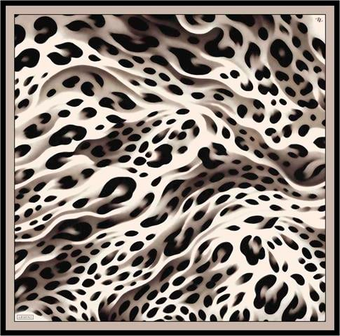 Armine Leopar Desenli Saf İpek Twill Eşarp 9320D 04