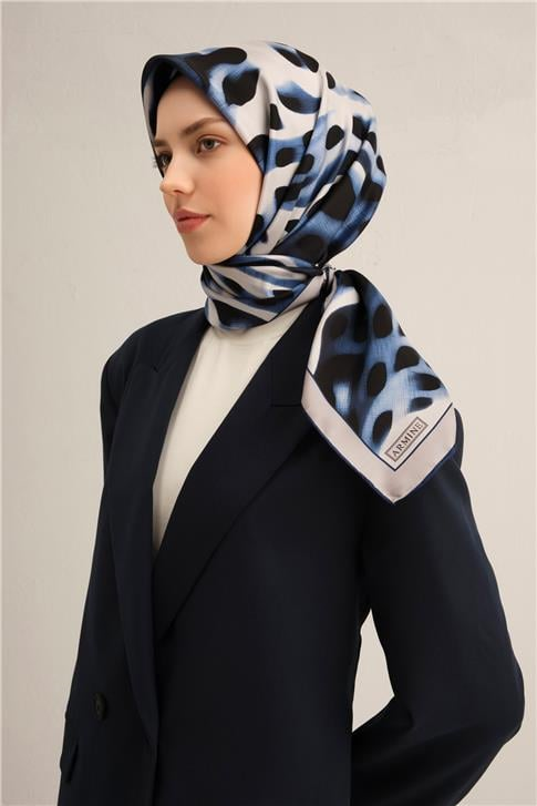 Armine Leopar Desenli Saf İpek Twill Eşarp 9320D 33