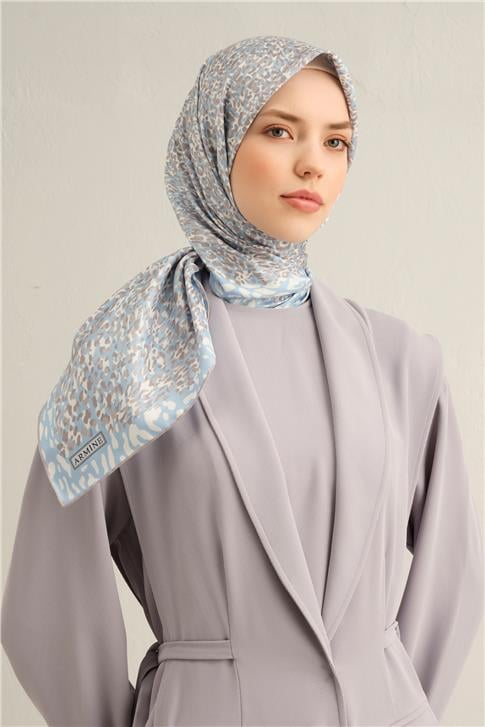 Armine Leopar Desenli Saf İpek Twill Eşarp 9352D 04