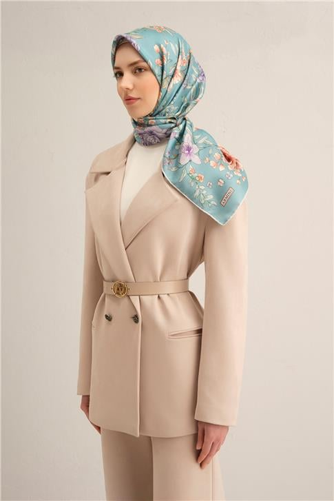 Armine Leopar Desenli Saf İpek Twill Eşarp 9347 31