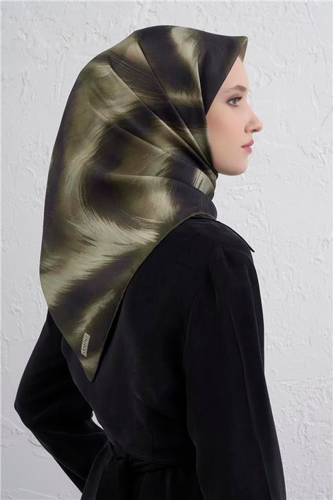 Armine Leopar Desenli Saf İpek Twill Eşarp 9432D 32