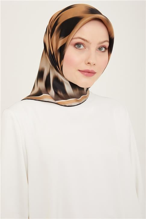 Armine Leopar Desenli Twill İpek Eşarp 24Ya9155 04