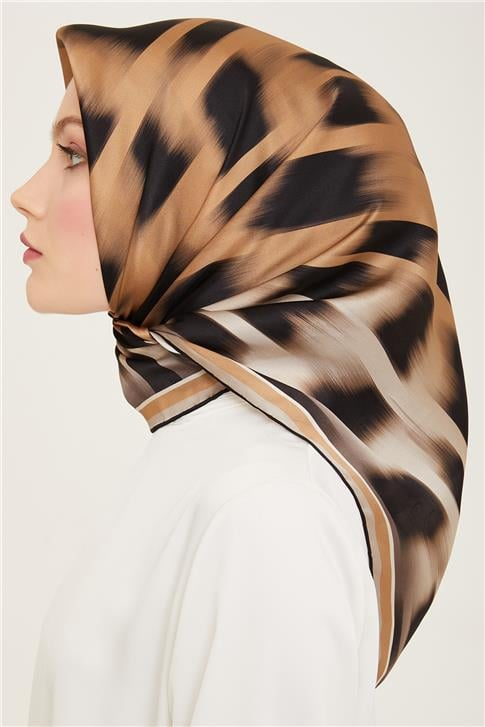 Armine Leopar Desenli Twill İpek Eşarp 24Ya9155 04