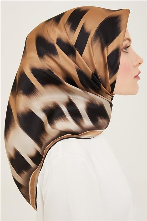 Armine Leopar Desenli Twill İpek Eşarp 24Ya9155 04