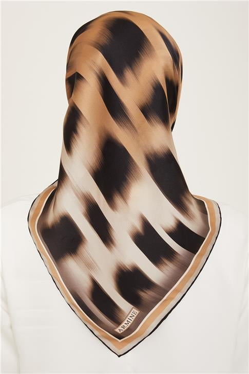 Armine Leopar Desenli Twill İpek Eşarp 24Ya9155 04