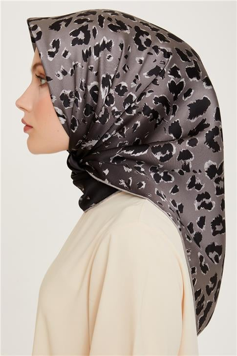 Armine Leopar Desenli Twill Saf İpek Eşarp 9249D 38