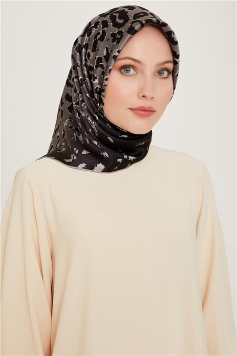Armine Leopar Desenli Twill Saf İpek Eşarp 9249D 38