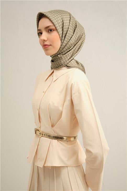 Armine Monogram Desenli Saf İpek Sura Eşarp 9345D 33