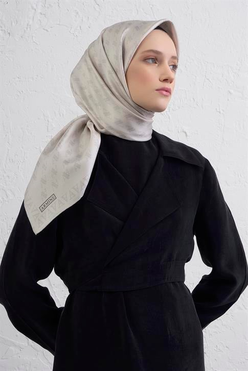 Armine Monogram Desenli Saf İpek Twill Eşarp 9412D 86