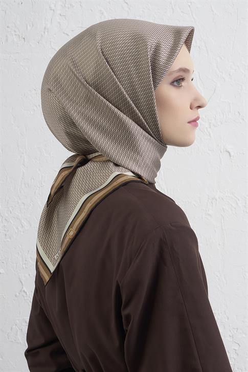 Armine Monogram Desenli Saf İpek Twill Eşarp 9401D 02