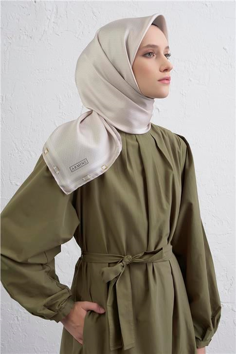 Armine Monogram Desenli Saf İpek Twill Eşarp 9401D 85