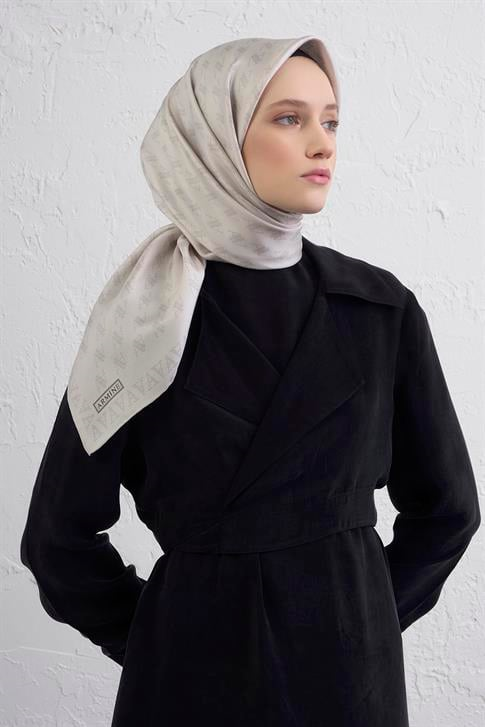 Armine Monogram Desenli Saf İpek Twill Eşarp 9412D 86