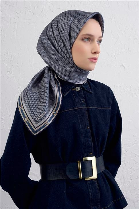 Armine Monogram Desenli Saf İpek Twill Eşarp 9401D 04