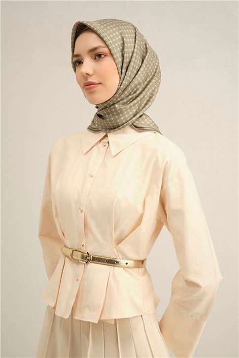 Armine Monogram Desenli Saf İpek Twill Eşarp 9345D 33