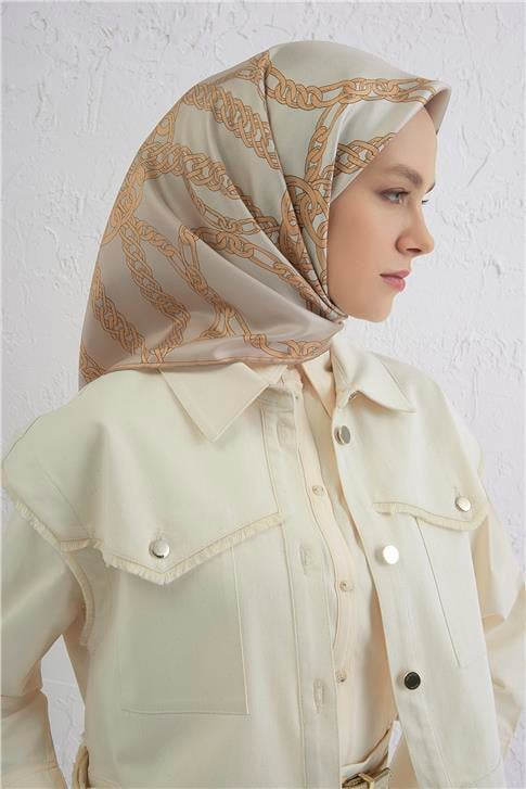 Armine Monogram Desenli Saf İpek Twill Eşarp 9401D 81
