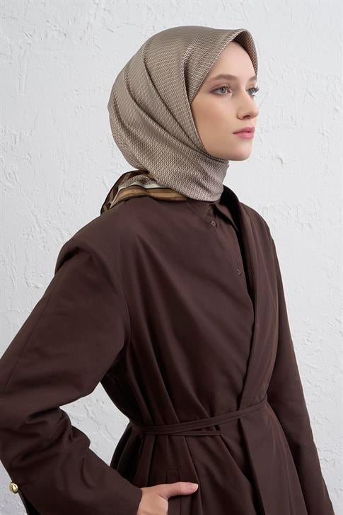 Armine Monogram Desenli Saf İpek Twill Eşarp 9401D 02