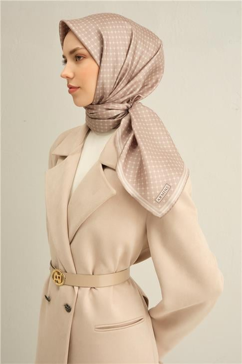 Armine Monogram Desenli Saf İpek Twill Eşarp 9345D 14