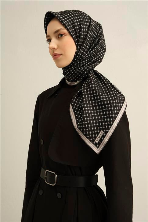 Armine Monogram Desenli Saf İpek Twill Eşarp 9345D 10
