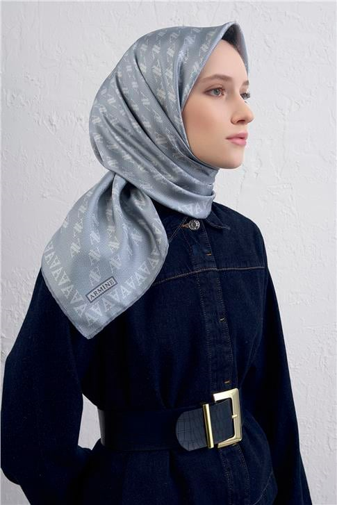 Armine Monogram Desenli Saf İpek Twill Eşarp 9412D 80