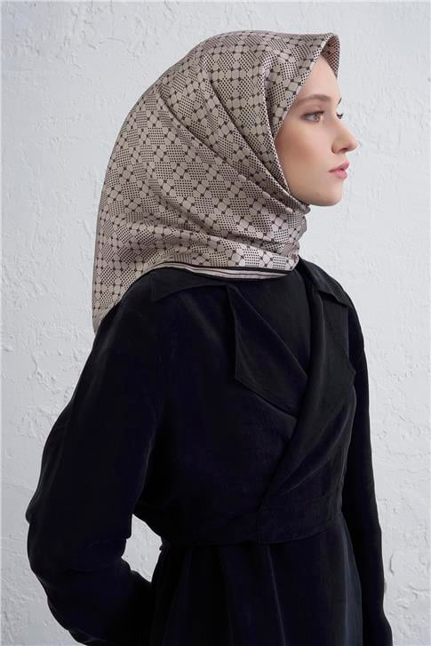 Armine Monogram Desenli Saf İpek Twill Eşarp 9440D 52
