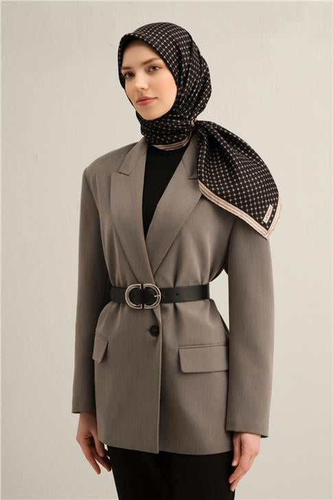 Armine Monogram Desenli Saf İpek Twill Eşarp 9345D 07