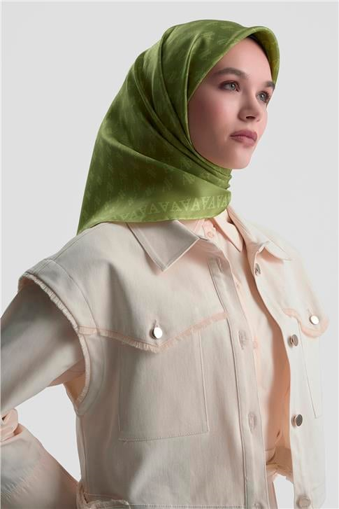 Armine Monogram Desenli Saf İpek Twill Eşarp 9412D 90
