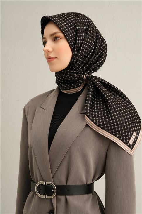 Armine Monogram Desenli Saf İpek Twill Eşarp 9345D 07