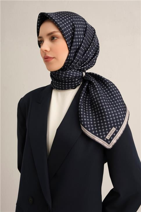 Armine Monogram Desenli Saf İpek Twill Eşarp 9345D 11