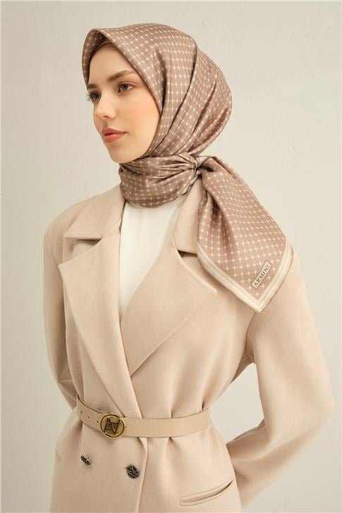 Armine Monogram Desenli Saf İpek Twill Eşarp 9345D 12