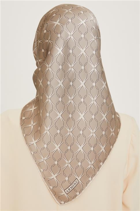 Armine Monogram Desenli Sura Saf İpek Eşarp 9207D 01 06
