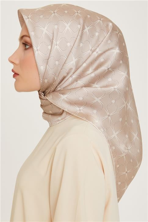 Armine Monogram Desenli Sura Saf İpek Eşarp 9207D 01 01
