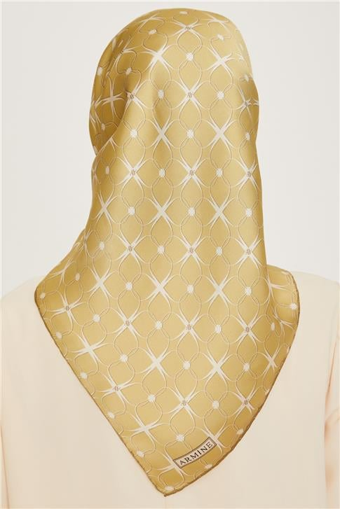 Armine Monogram Desenli Sura Saf İpek Eşarp 9207D 01 35