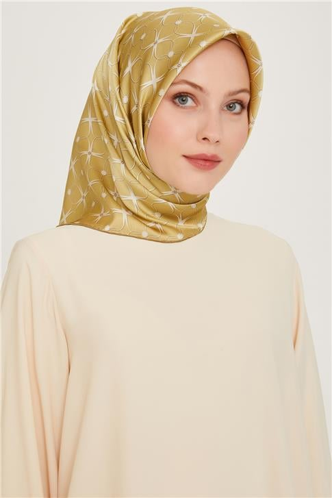 Armine Monogram Desenli Sura Saf İpek Eşarp 9207D 01 35