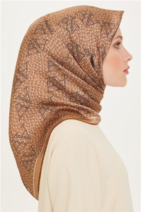 Armine Monogram Desenli Sura Saf İpek Eşarp 9228D 50