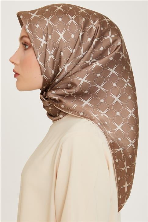 Armine Monogram Desenli Sura Saf İpek Eşarp 9207D 01 31