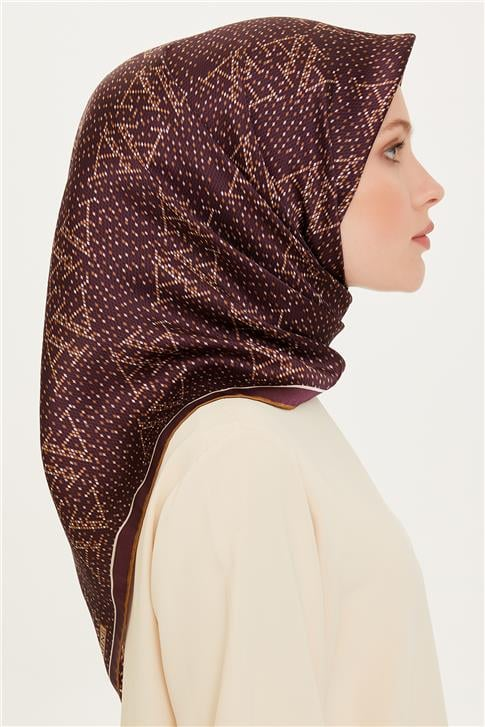 Armine Monogram Desenli Sura Saf İpek Eşarp 9228D 80