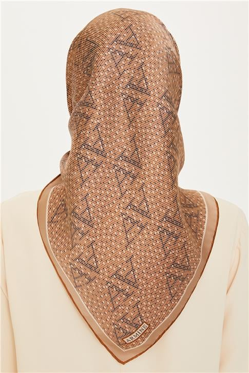 Armine Monogram Desenli Sura Saf İpek Eşarp 9228D 50