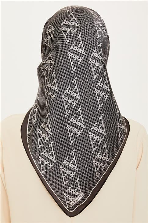 Armine Monogram Desenli Sura Saf İpek Eşarp 9228D 54