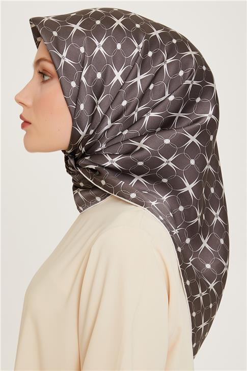 Armine Monogram Desenli Sura Saf İpek Eşarp 9207D 01 85