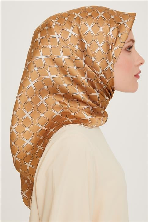 Armine Monogram Desenli Sura Saf İpek Eşarp 9207D 01 05