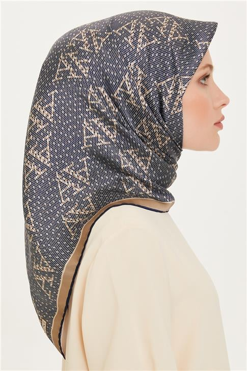 Armine Monogram Desenli Sura Saf İpek Eşarp 9228D 05