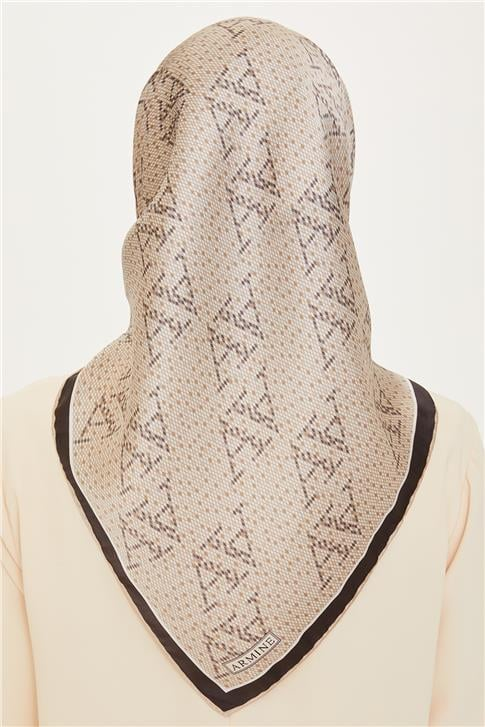 Armine Monogram Desenli Sura Saf İpek Eşarp 9228D 81